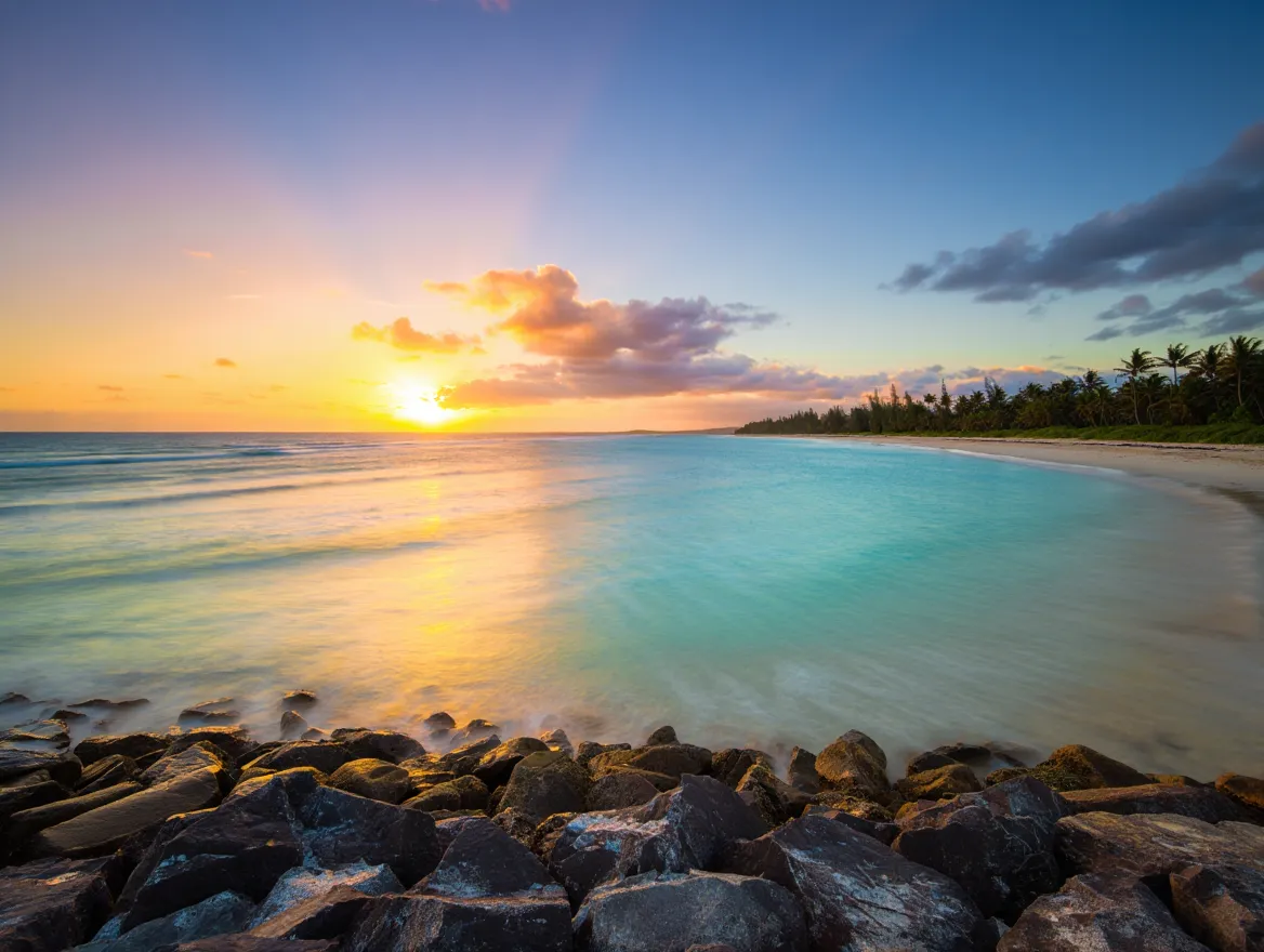 Golden sunset over Queensland coast